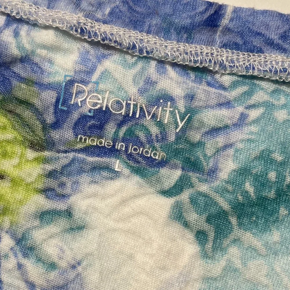 Relativity Womens SHEER Floral Print Sht Sl. Top sz L NWOT - Picture 3 of 4